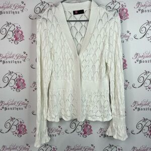 Kancy Kole cardigan knit argyle style White Knit Cardigan Sweater